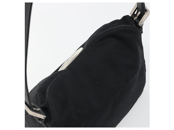 FENDI Handtasche Baumwolle Schwarz Silber Auth mr2595 - Ansicht 6