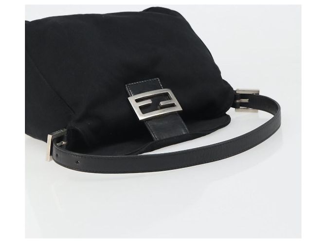 FENDI Handtasche Baumwolle Schwarz Silber Auth mr2595 - Ansicht 7