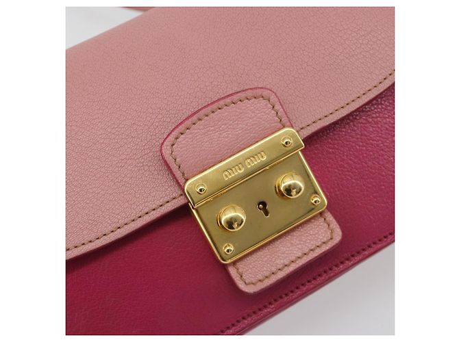 Borsa a Spalla Miu Miu in Pelle Rosa e Oro Auth 190333A D'oro - vista 19
