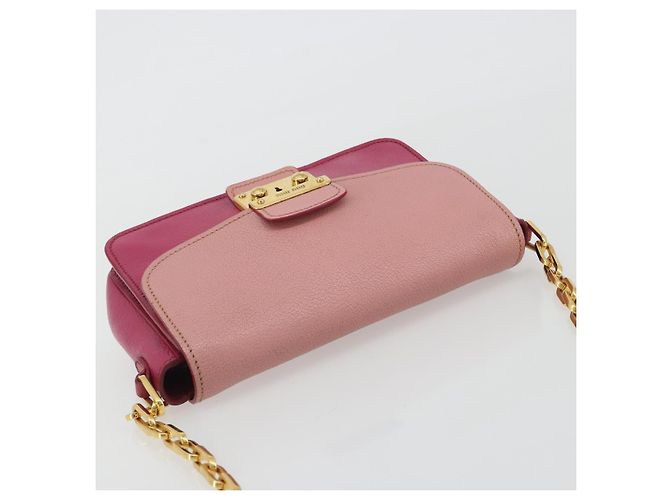 Borsa a Spalla Miu Miu in Pelle Rosa e Oro Auth 190333A D'oro - vista 6