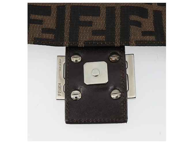 FENDI Zucca Canvas Mamma Baguette Shoulder Bag Black Brown Auth BA13733V Marrone Nero - vista 10