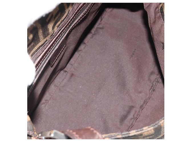 FENDI Zucca Canvas Mamma Baguette Shoulder Bag Black Brown Auth BA13733V Marrone Nero - vista 11