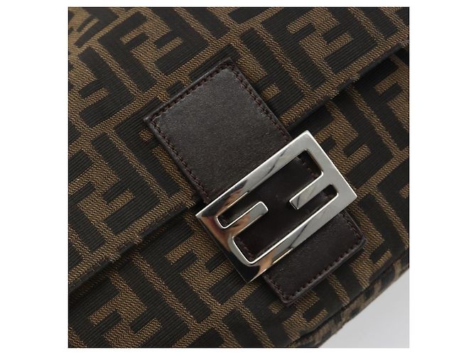 FENDI Zucca Canvas Mamma Baguette Shoulder Bag Black Brown Auth BA13733V Marrone Nero - vista 18