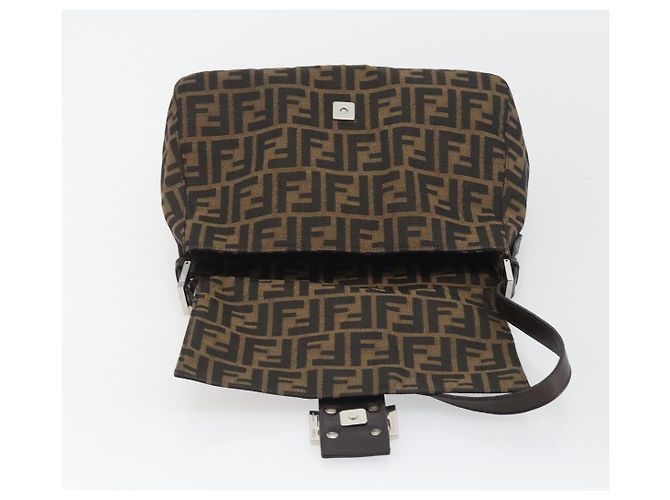 FENDI Zucca Canvas Mamma Baguette Shoulder Bag Black Brown Auth BA13733V Marrone Nero - vista 19