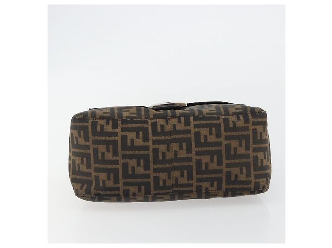 FENDI Zucca Canvas Mamma Baguette Shoulder Bag Black Brown Auth BA13733V Marrone Nero - vista 5