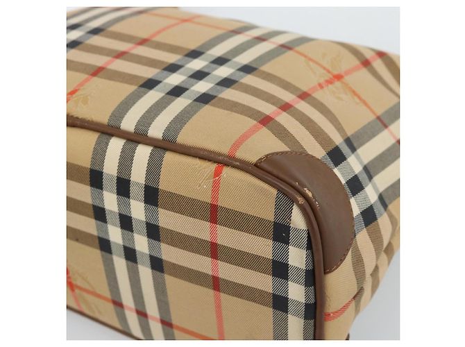 Borsa a Spalla Burberrys Nova Check in Tela Beige e Oro Auth 189972A D'oro - vista 10