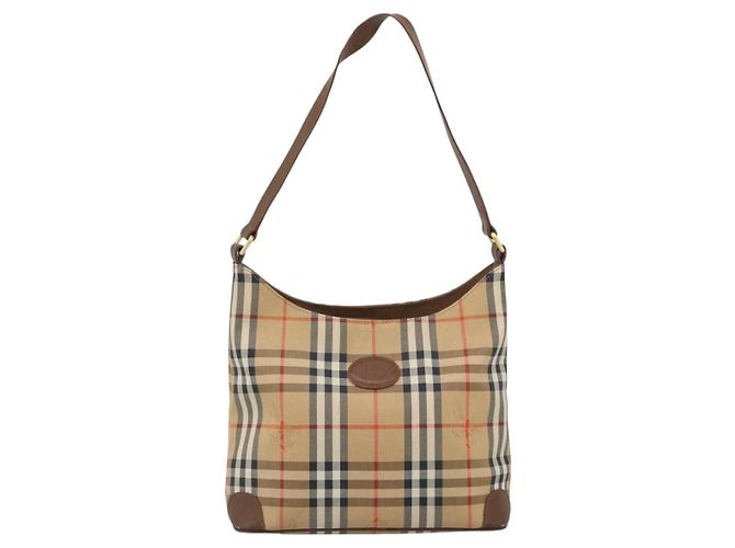 Borsa a Spalla Burberrys Nova Check in Tela Beige e Oro Auth 189972A D'oro - vista 13