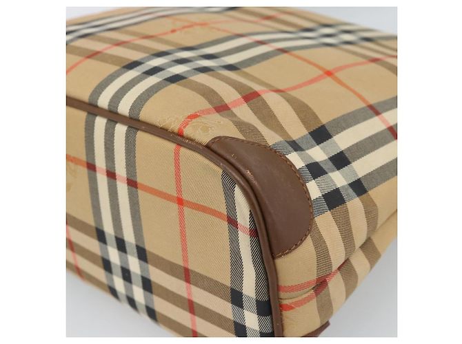Borsa a Spalla Burberrys Nova Check in Tela Beige e Oro Auth 189972A D'oro - vista 15