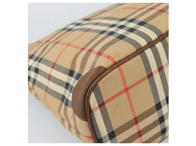 Borsa a Spalla Burberrys Nova Check in Tela Beige e Oro Auth 189972A D'oro - vista 16
