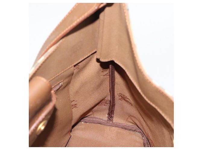 Borsa a Spalla Burberrys Nova Check in Tela Beige e Oro Auth 189972A D'oro - vista 18
