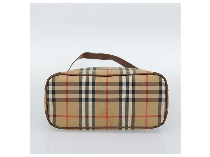 Borsa a Spalla Burberrys Nova Check in Tela Beige e Oro Auth 189972A D'oro - vista 5