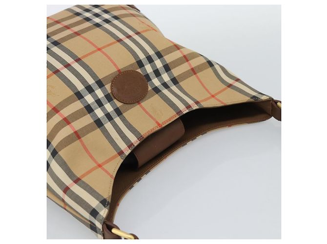 Borsa a Spalla Burberrys Nova Check in Tela Beige e Oro Auth 189972A D'oro - vista 6