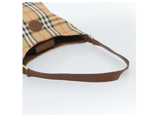 Borsa a Spalla Burberrys Nova Check in Tela Beige e Oro Auth 189972A D'oro - vista 7