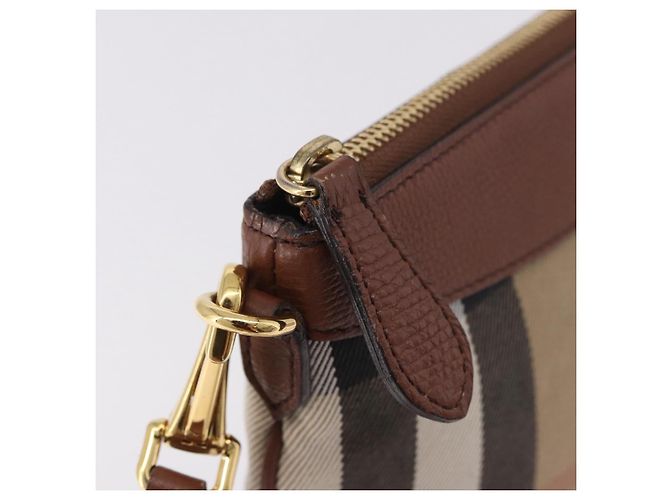 Borsa a tracolla BURBERRY Nova Check in tela Beige Gold Auth ka5033A D'oro - vista 18