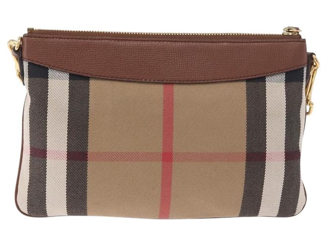 Borsa a tracolla BURBERRY Nova Check in tela Beige Gold Auth ka5033A D'oro - vista 2