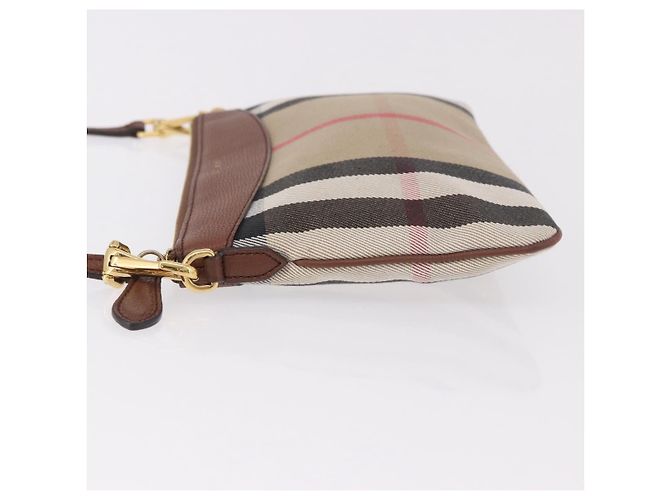Borsa a tracolla BURBERRY Nova Check in tela Beige Gold Auth ka5033A D'oro - vista 4