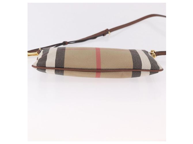 Borsa a tracolla BURBERRY Nova Check in tela Beige Gold Auth ka5033A D'oro - vista 5