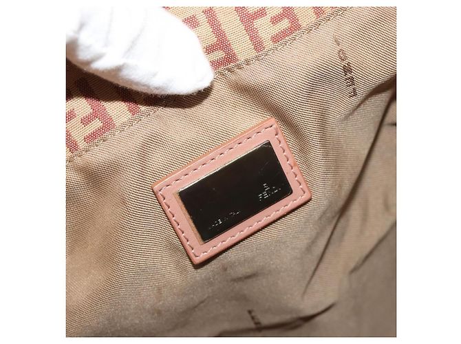 FENDI Zucchino Canvas Tote Bag Rosa Silber Authentisch 186565 Pink - Ansicht 10