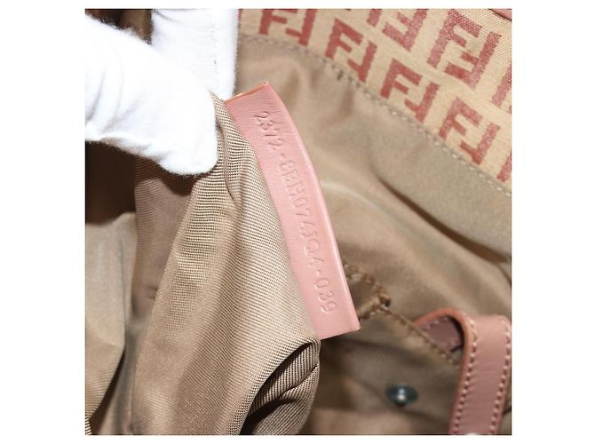FENDI Zucchino Canvas Tote Bag Rosa Silber Authentisch 186565 Pink - Ansicht 12
