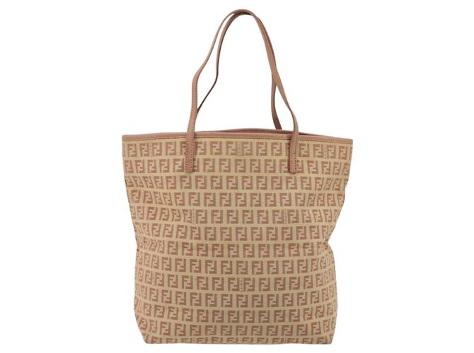 FENDI Zucchino Canvas Tote Bag Rosa Silber Authentisch 186565 Pink - Ansicht 2