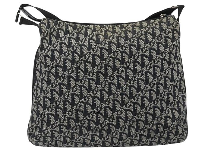 Borsa a tracolla Christian Dior Trotter Canvas Navy Silver Auth ep14914A Argento Blu navy - vista 3