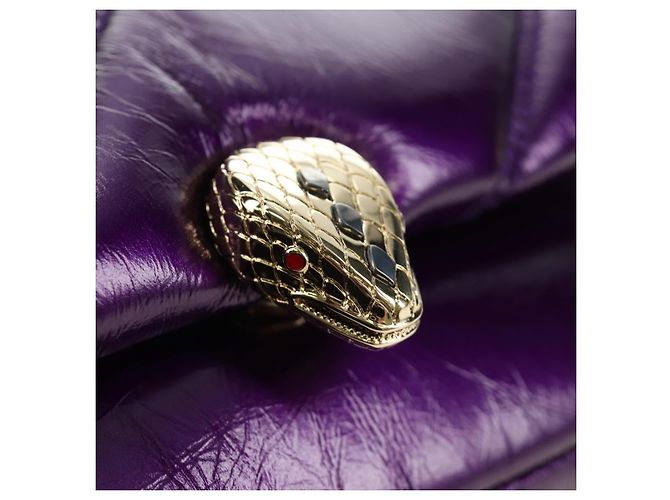 Bulgari Borsa a tracolla BVLGARI Serpenti Cabochon in pelle viola e oro Autentica 184409SAM D'oro Porpora - vista 20