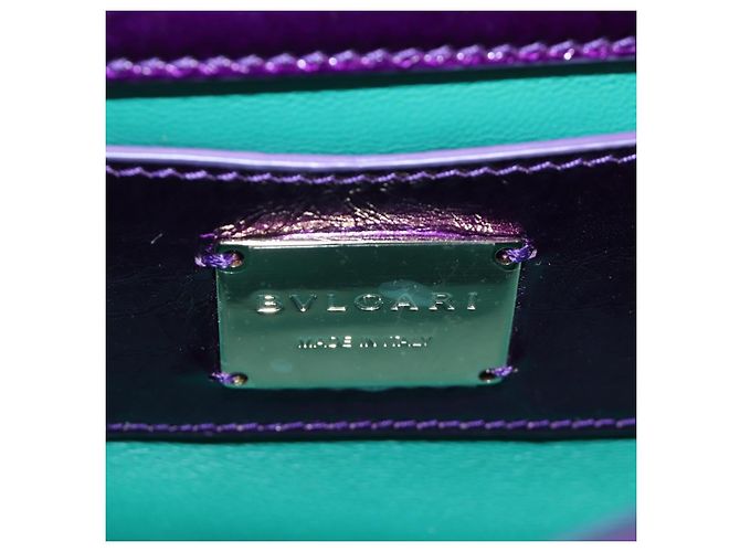 Bulgari Borsa a tracolla BVLGARI Serpenti Cabochon in pelle viola e oro Autentica 184409SAM D'oro Porpora - vista 24