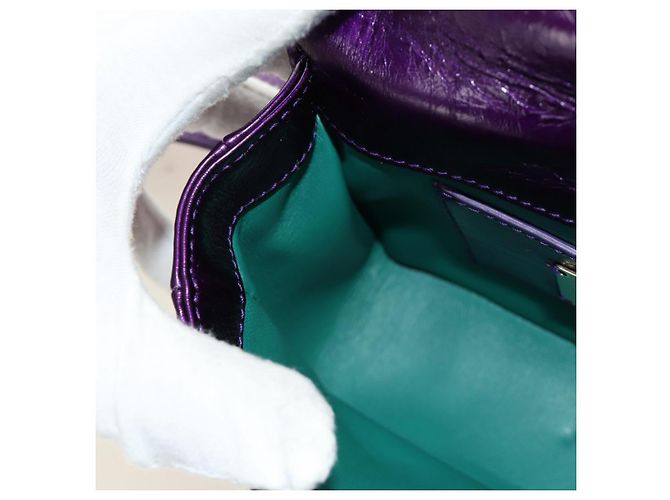 Bulgari Borsa a tracolla BVLGARI Serpenti Cabochon in pelle viola e oro Autentica 184409SAM D'oro Porpora - vista 26