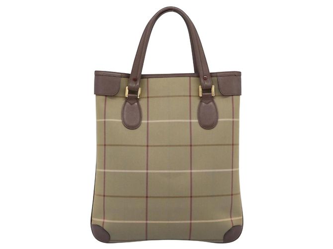 Borsa Tote Burberry Nova Check in tela beige e oro Auth 189920A D'oro - vista 2