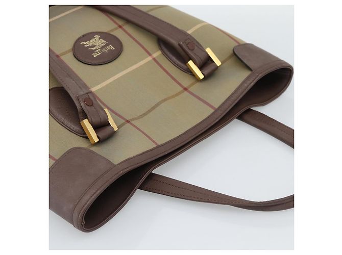 Borsa Tote Burberry Nova Check in tela beige e oro Auth 189920A D'oro - vista 6