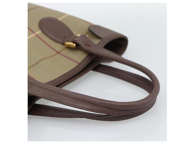 Borsa Tote Burberry Nova Check in tela beige e oro Auth 189920A D'oro - vista 7