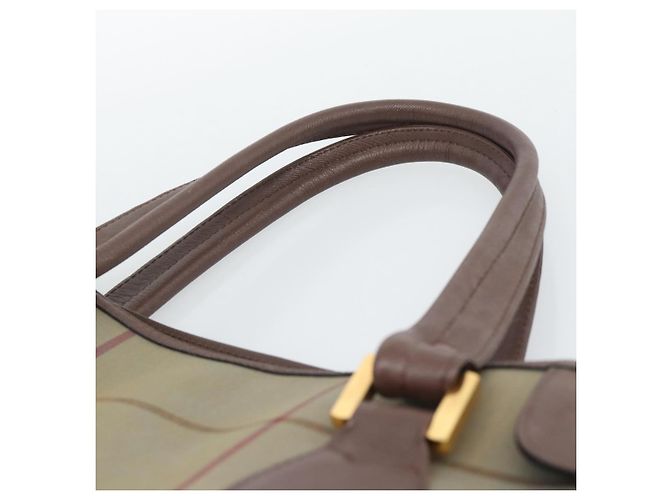 Borsa Tote Burberry Nova Check in tela beige e oro Auth 189920A D'oro - vista 8