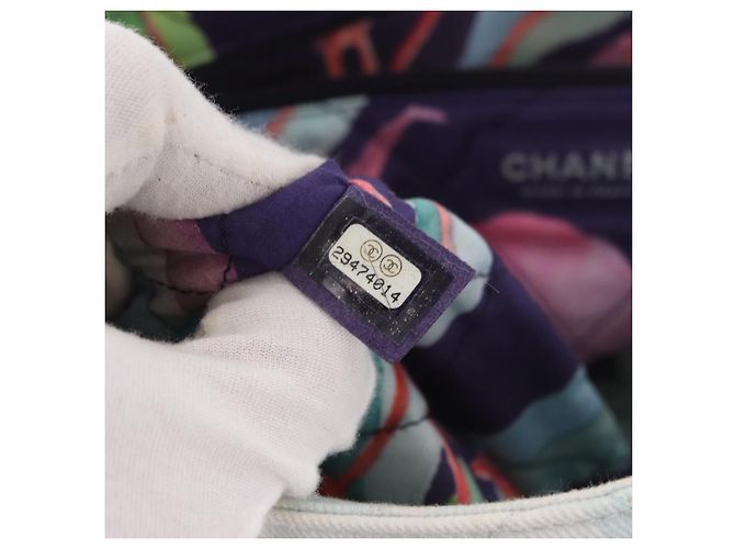 CHANEL Big Matelasse 30 Chain Bag Canvas Light Blue Silver CC Auth 189235SAV Argento Blu chiaro - vista 11
