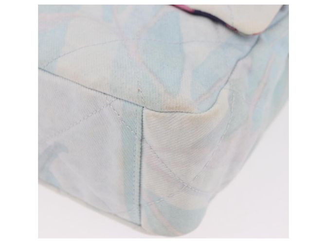 CHANEL Big Matelasse 30 Chain Bag Canvas Light Blue Silver CC Auth 189235SAV Argento Blu chiaro - vista 15