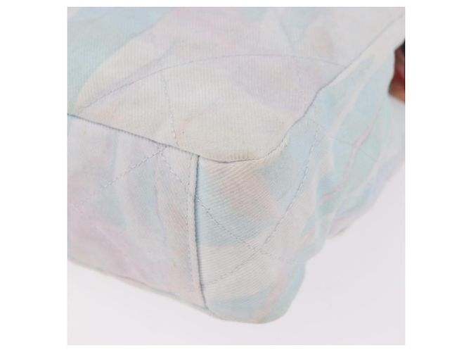 CHANEL Big Matelasse 30 Chain Bag Canvas Light Blue Silver CC Auth 189235SAV Argento Blu chiaro - vista 17