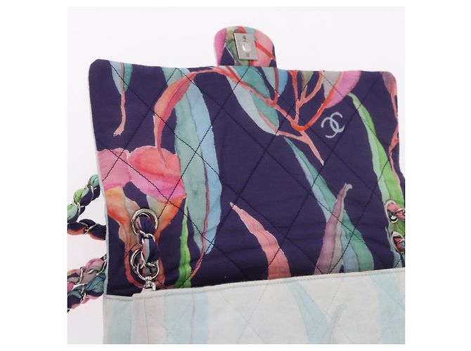 CHANEL Big Matelasse 30 Chain Bag Canvas Light Blue Silver CC Auth 189235SAV Argento Blu chiaro - vista 20