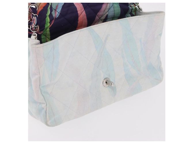 CHANEL Big Matelasse 30 Chain Bag Canvas Light Blue Silver CC Auth 189235SAV Argento Blu chiaro - vista 21