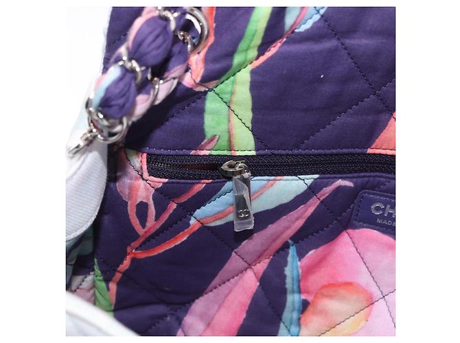 CHANEL Big Matelasse 30 Chain Bag Canvas Light Blue Silver CC Auth 189235SAV Argento Blu chiaro - vista 25
