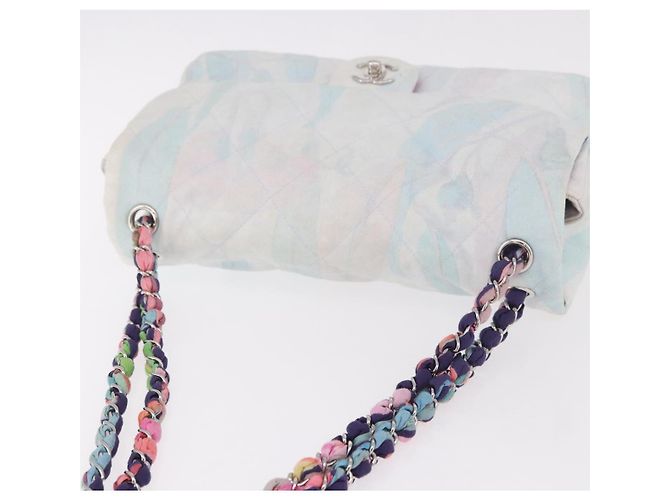 CHANEL Big Matelasse 30 Chain Bag Canvas Light Blue Silver CC Auth 189235SAV Argento Blu chiaro - vista 6
