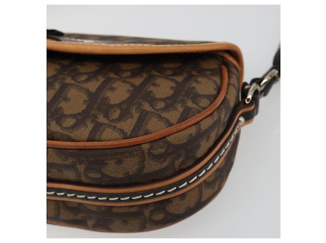 Borsa a tracolla Romantic in tela Trotter Christian Dior PVC Marrone Argento Auth 189117SM - vista 10