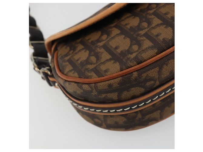 Borsa a tracolla Romantic in tela Trotter Christian Dior PVC Marrone Argento Auth 189117SM - vista 11