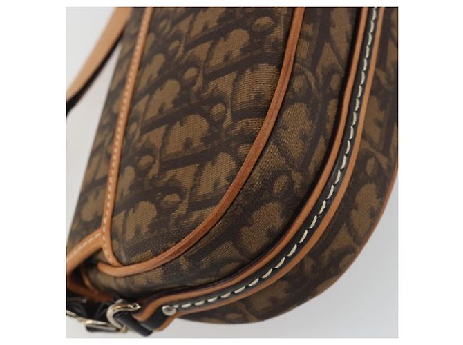 Borsa a tracolla Romantic in tela Trotter Christian Dior PVC Marrone Argento Auth 189117SM - vista 13