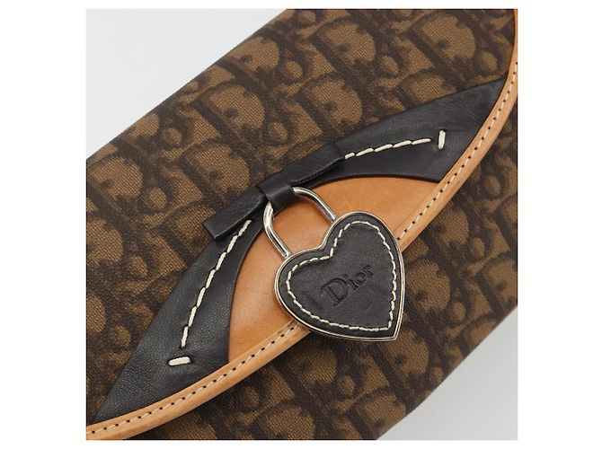 Borsa a tracolla Romantic in tela Trotter Christian Dior PVC Marrone Argento Auth 189117SM - vista 14