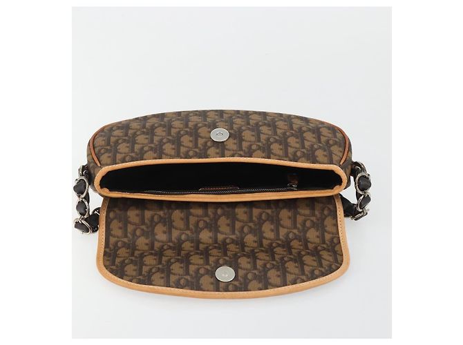 Borsa a tracolla Romantic in tela Trotter Christian Dior PVC Marrone Argento Auth 189117SM - vista 15