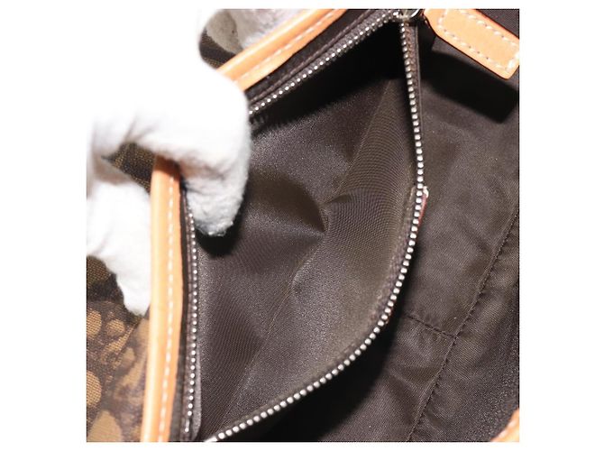 Borsa a tracolla Romantic in tela Trotter Christian Dior PVC Marrone Argento Auth 189117SM - vista 21