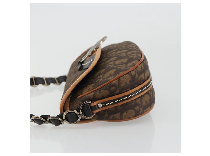 Borsa a tracolla Romantic in tela Trotter Christian Dior PVC Marrone Argento Auth 189117SM - vista 5
