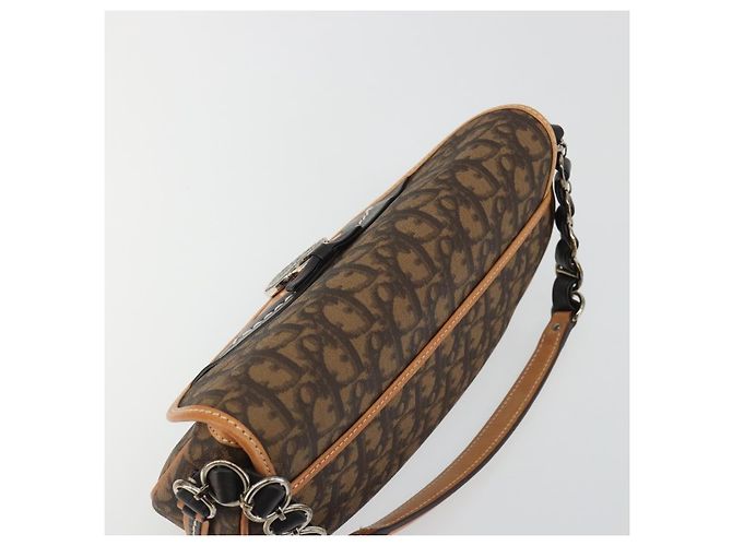 Borsa a tracolla Romantic in tela Trotter Christian Dior PVC Marrone Argento Auth 189117SM - vista 6