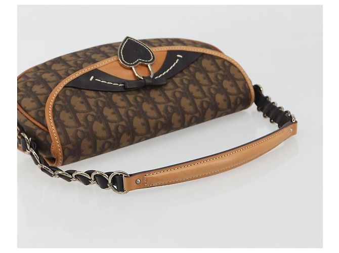Borsa a tracolla Romantic in tela Trotter Christian Dior PVC Marrone Argento Auth 189117SM - vista 7