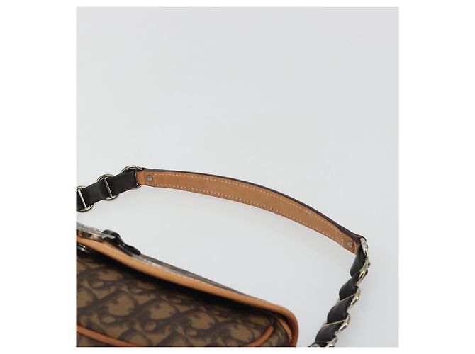 Borsa a tracolla Romantic in tela Trotter Christian Dior PVC Marrone Argento Auth 189117SM - vista 8
