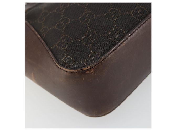 Sac à main GUCCI GG Canvas Marron foncé Argent 73984 Auth ka5065 Argenté - vue 11